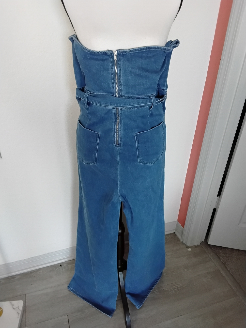 Fashion Nova Blue Denim Wrap Maxi Dress with Belt - Picture 2 of 3